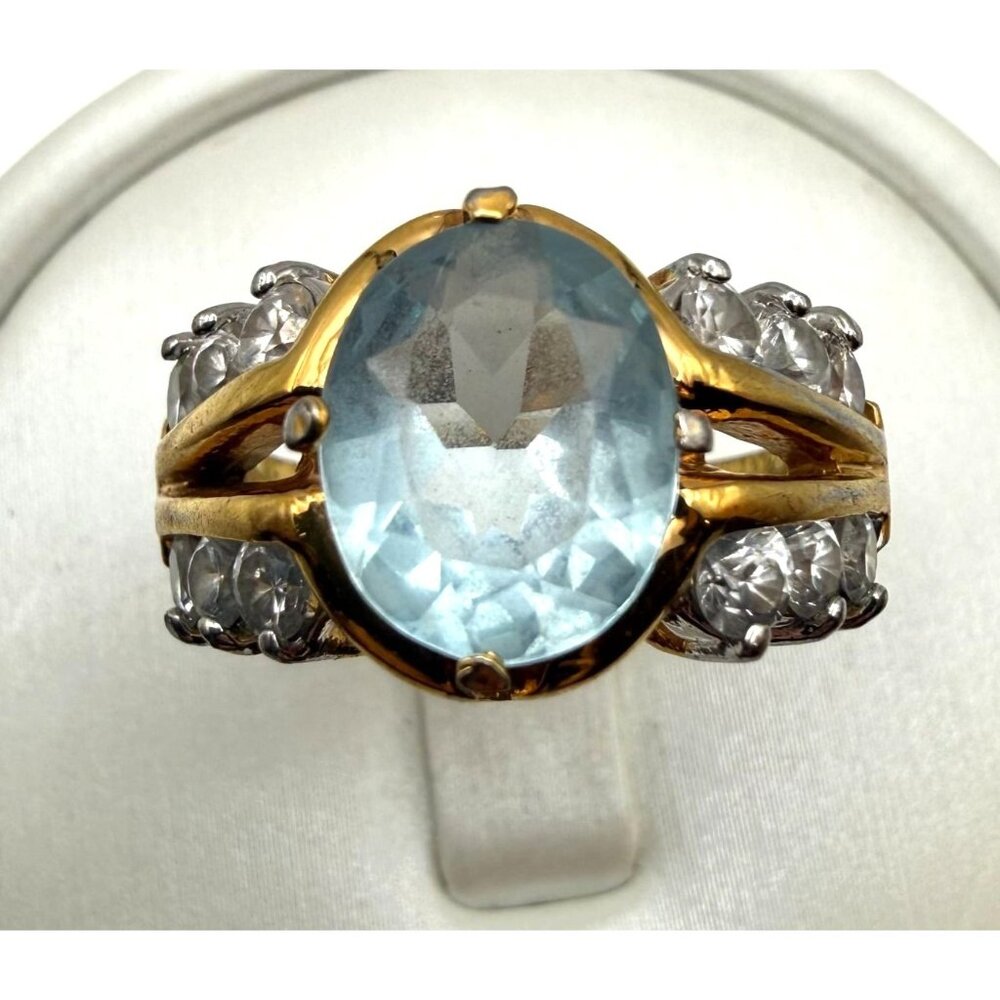 Vintage Gold Electroplated Blue Stone Statement Ring